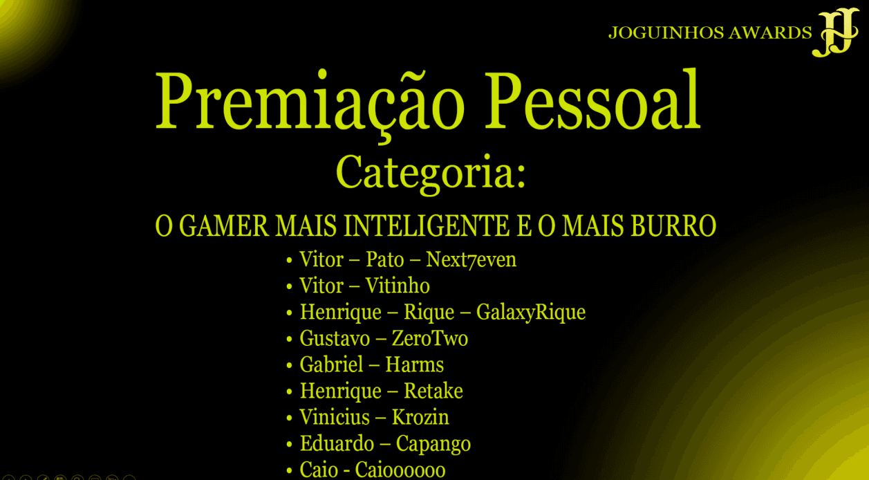 O Gamer mais Inteligente e o Mais Burro - categoria
